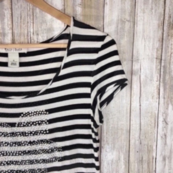 White House Black Market Striped Studded Tee - Picture 3 of 4